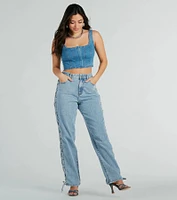 Got The Blues Sleeveless Denim Corset Top