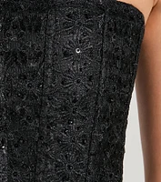 Show Stopper Strapless Lace Beaded Corset Top