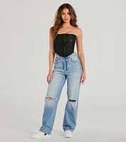 Show Stopper Strapless Lace Beaded Corset Top