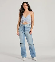 Flirty Flounce V-Neck Ruffled Crop Top