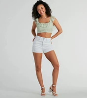 Flirty Aurora Ruffle Lace Crop Top