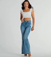 Flirty Aurora Ruffle Lace Crop Top