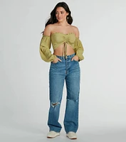 Alluring Daydream Off-The-Shoulder Crop Top