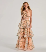 Gorgeous Perfection Halter Floral Chiffon Crop Top