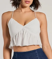Sweet Charm Lace-Up Babydoll Crop Top