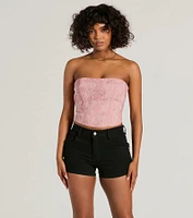 Cute Country Look Western Faux Leather Corset Top