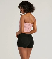 Cute Country Look Western Faux Leather Corset Top