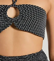 All Set Up Geometric Bandea Halter Crop Top