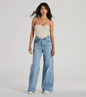 Darling Pick Strapless Floral Eyelet Bustier