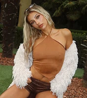 Western Trend Hanky Hem Halter Crop Top