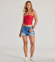 Double Up Sleeveless Ruched Crop Top