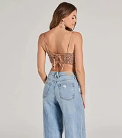Glam Of The Moment Rhinestone Sequin Crop Top
