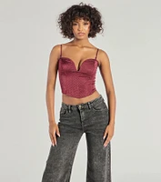 All That Glam Rhinestone Satin Cropped Corset