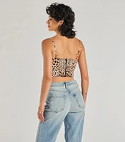 Ever Fierce Leopard Print Satin Corset