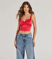 Glam Vibes Satin Sleeveless Crop Top