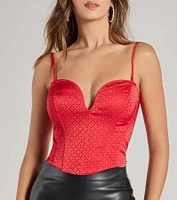 All That Glam Rhinestone Satin Cropped Corset