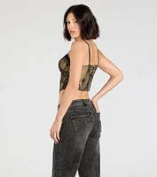 Daring Sparkle Rhinestone Lace Bustier