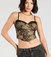 Daring Sparkle Rhinestone Lace Bustier