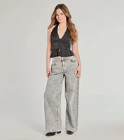 Pretty Flair Polka Dot Satin Halter Top
