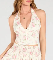Blossom Beauty Floral Halter Corset Top