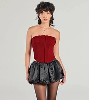 Chic And Snatched Strapless Lace Trim Corset Top