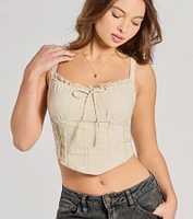 Delicately Femme Lace Trim Corset Top