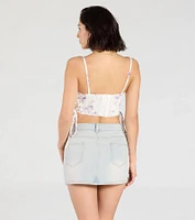 Flirty Nature Floral Lace-Up Corset Top