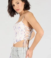 Flirty Nature Floral Lace-Up Corset Top
