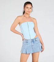 Chic And Snatched Strapless Lace Trim Corset Top