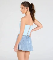 Chic And Snatched Strapless Lace Trim Corset Top