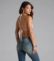 Fly With Me Butterfly Crochet Crop Top