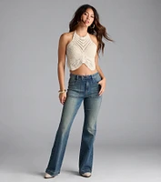 Fly With Me Butterfly Crochet Crop Top