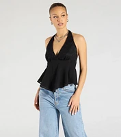 Chic Flowy Lace Chiffon Halter Top