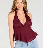 Chic Flowy Lace Chiffon Halter Top