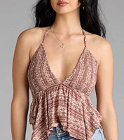Breezy Cutie Paisley Halter Babydoll Top