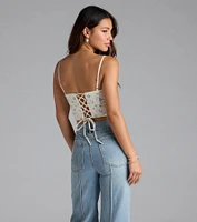 Picturesque Cutie Lace-Up Floral Bustier