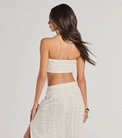 Vacay Ready Tie-Front Bandeau Crochet Crop Top