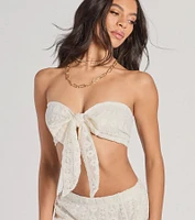 Vacay Ready Tie-Front Bandeau Crochet Crop Top