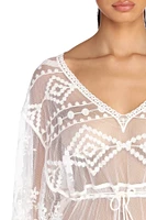 Beach Ready Embroidered Mesh Cover Up