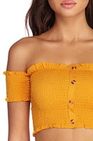 Smocked Ruffle Crop Top