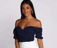 Chiffon And On Crop Top