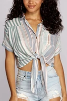 Pinstripes N' Palm Trees Top