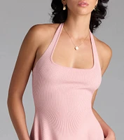 The Cards Halter Skater Mini Dress
