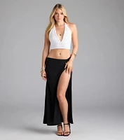 Stroll The Sand Halter Crochet Crop Top
