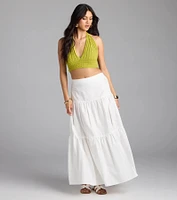 Stroll The Sand Halter Crochet Crop Top