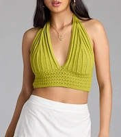 Stroll The Sand Halter Crochet Crop Top