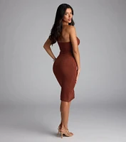 Effortless Influence Strapless Bodycon Midi Dress