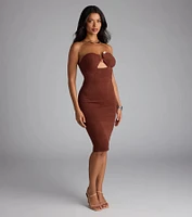 Effortless Influence Strapless Bodycon Midi Dress