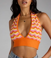 Summer Icon Striped Crochet Halter Top