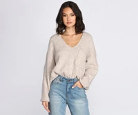 Oversized V Neck Pullover Sweater